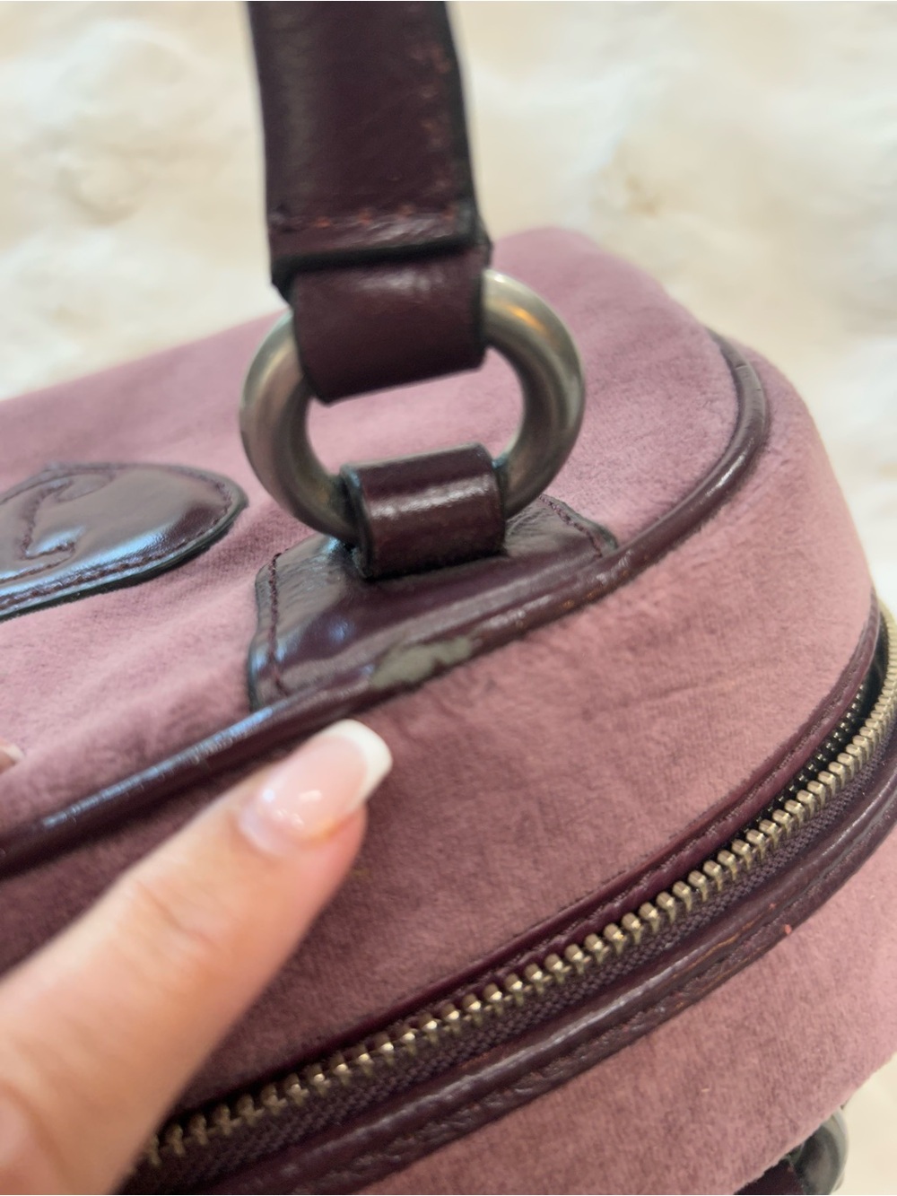 Y2K Vintage 2009 Juicy Couture Purple Velour Bowler Bag Regal Couture Party - Picture 15 of 16